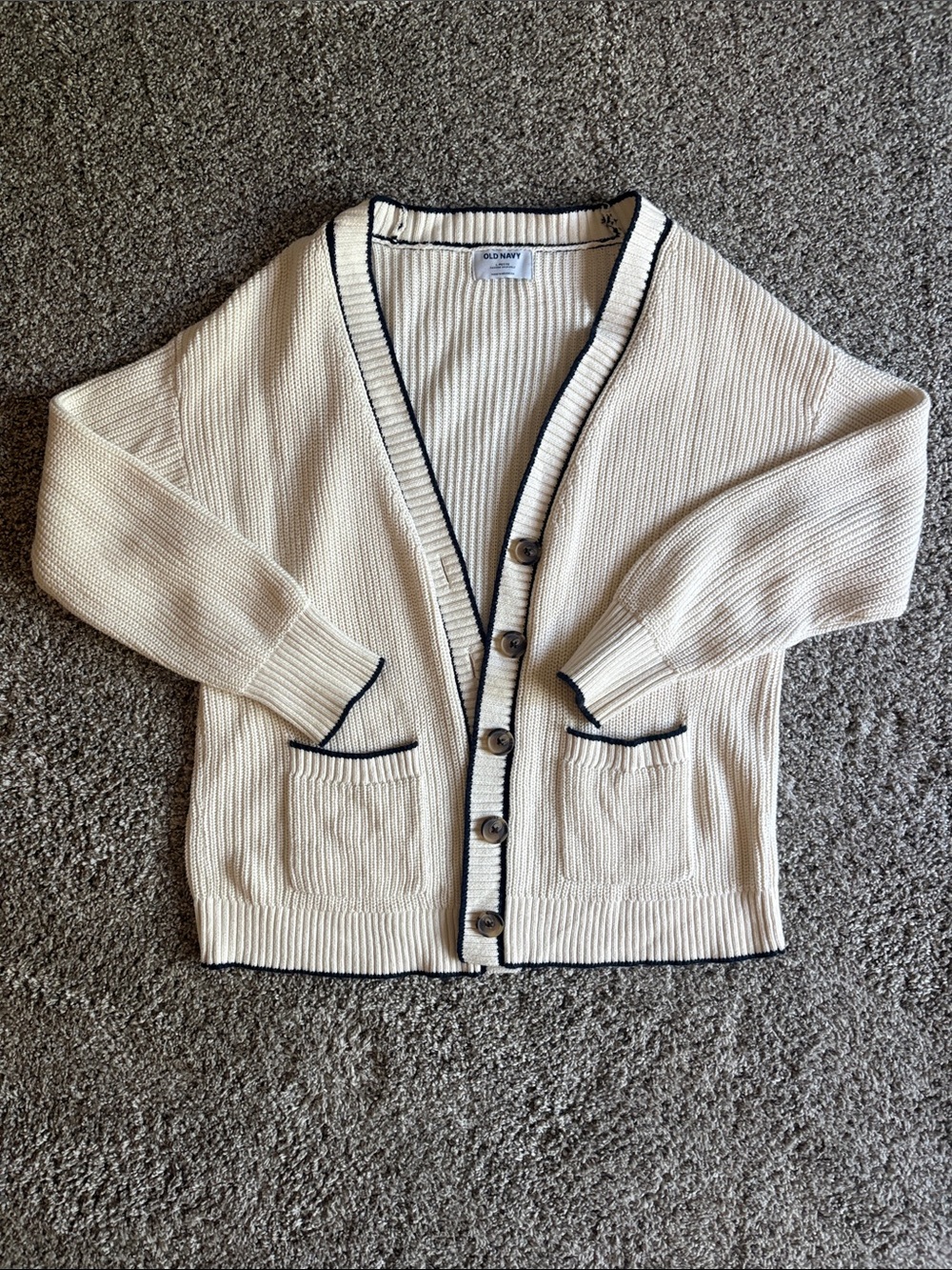 Old Navy Cream Knit Button-Front Cardigan - Sz Large Petite